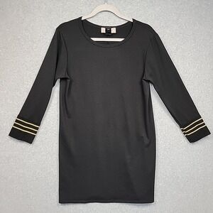 LOYD FORD Black Mini Dress Sz 2 Small Minimalist Luxury Nautical Cuff Cruisewear